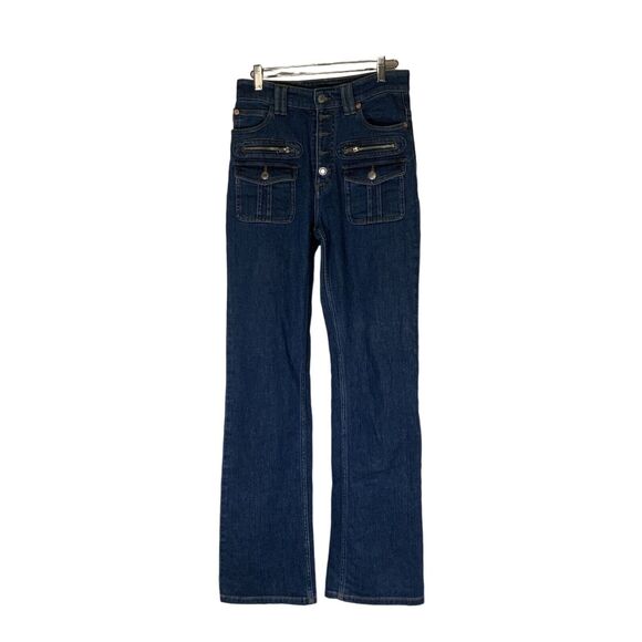 Zadig Denim High Waisted Button Front Denim Flare Jeans With Zipper Pockets For - Picture 1 of 4